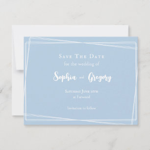 Reserve A Data Azul Claro Estilo de Letra Elegante Casamento