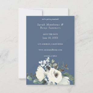 Reserve A Data Azul e Branco Floral V3 - Azul