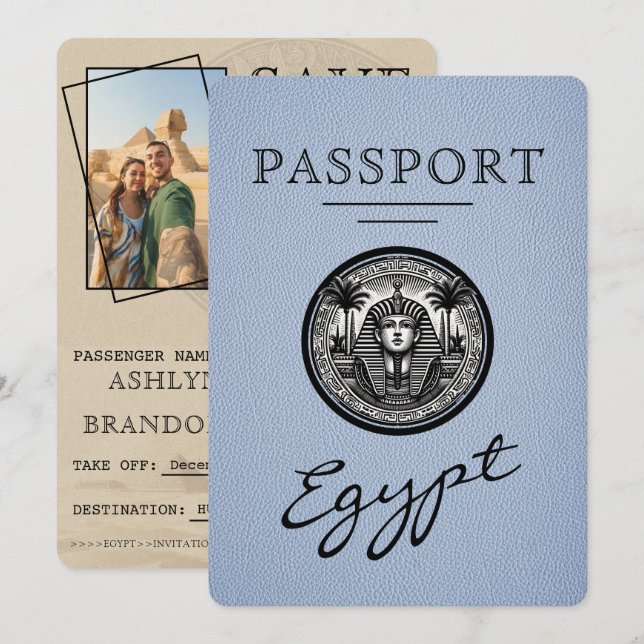 Reserve A Data Azul Empoeirado Passaporte Egito Casamento Salvar  (Frente/Verso)