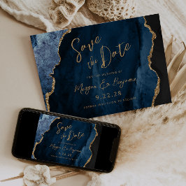 Reserve A Data Azul Marinho Ágata Script Casamento Salvar a Data