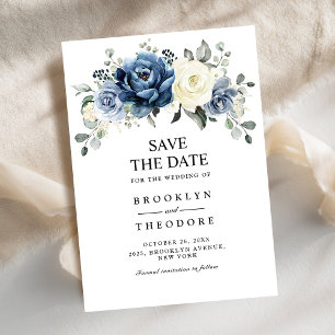 Reserve A Data Azul Poeirento Champanhe Marfim Casamento Floral S