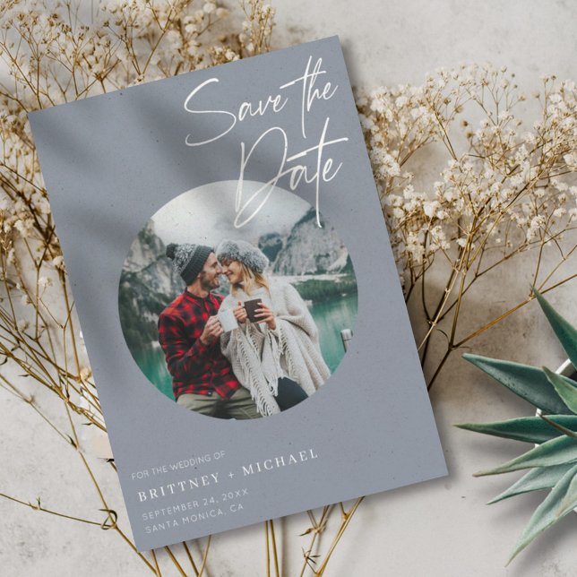 Reserve A Data Azul poeirento de foto moderna (Criador carregado)