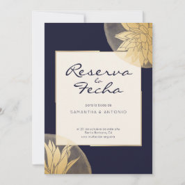 Reserve A Data Azul y oro moderna Reserva la fecha