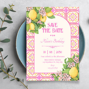 Reserve A Data Azulejo floral artístico rosa
