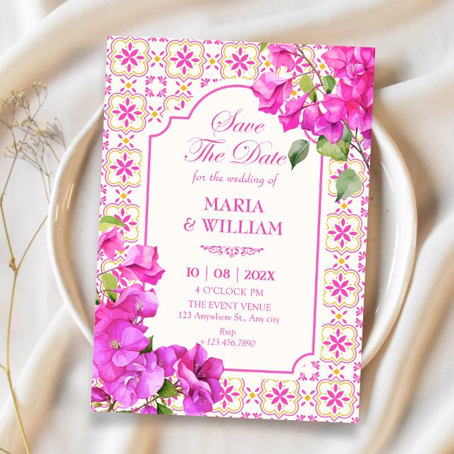 Reserve A Data Azulejo floral rosa  (Criador carregado)