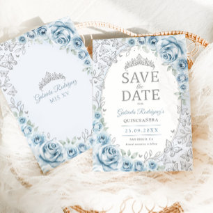 Reserve A Data Baby Blue Floral Quinceanera Prata