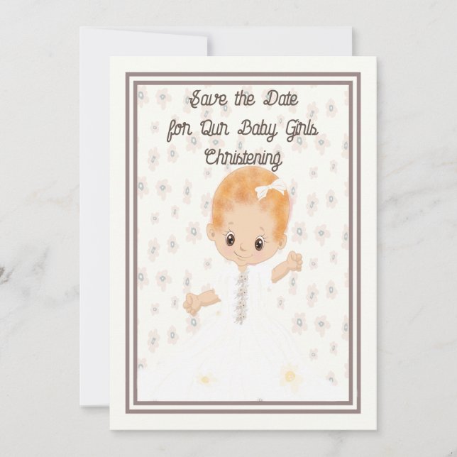 Reserve A Data Baby Christening Save the Date Illustrated Baby (Frente)
