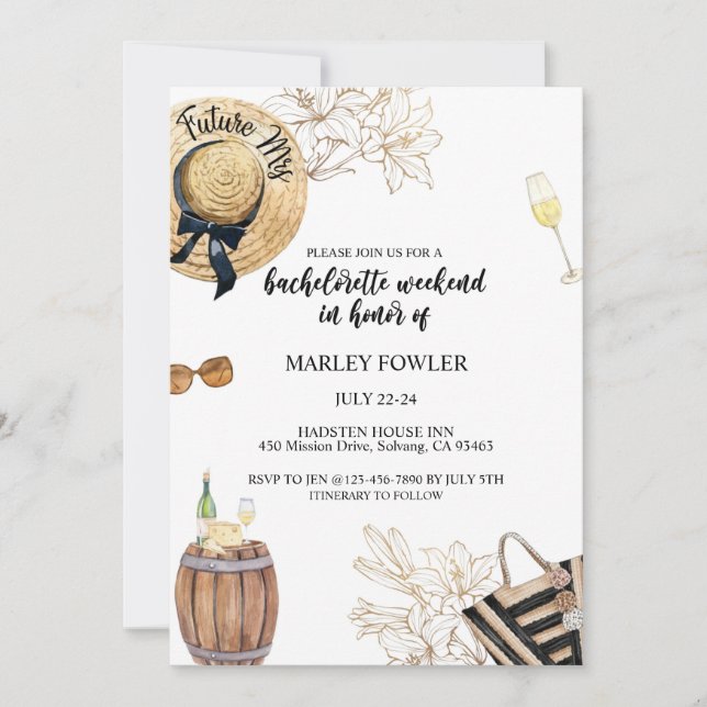 Reserve A Data Bachelorette, solteira de vinho, itinerário de fim (Frente)