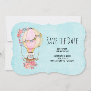 Reserve A Data Balão de Ar Quente Cinto com Aquarela de Urso