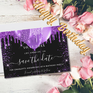 Reserve A Data Balões roxos festas de aniversário pretos salvam a