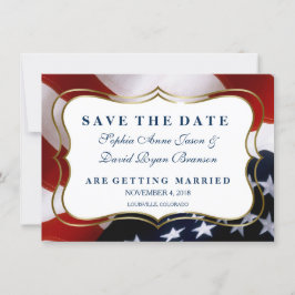 Reserve A Data Bandeira Elegante dos Estados Unidos Casamento Sal