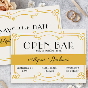 Reserve A Data Bar Aberto Arte Deco Ochre Amarelo e Cinza