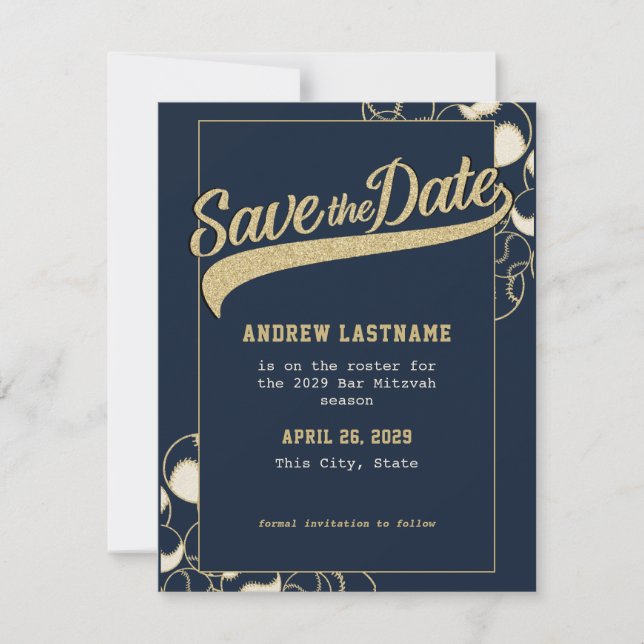 Reserve A Data Bar de baseball Mitzvah Guarde a Data (Frente)