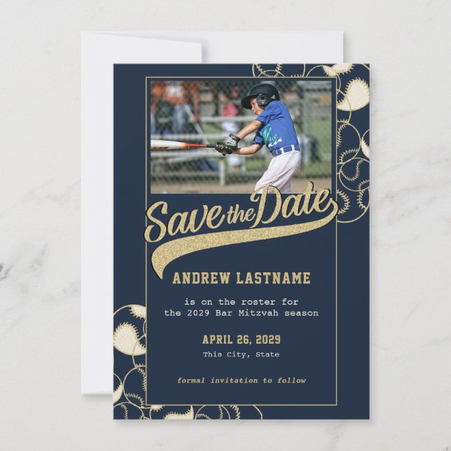 Reserve A Data Bar de baseball Mitzvah Guarde a Data (Frente)