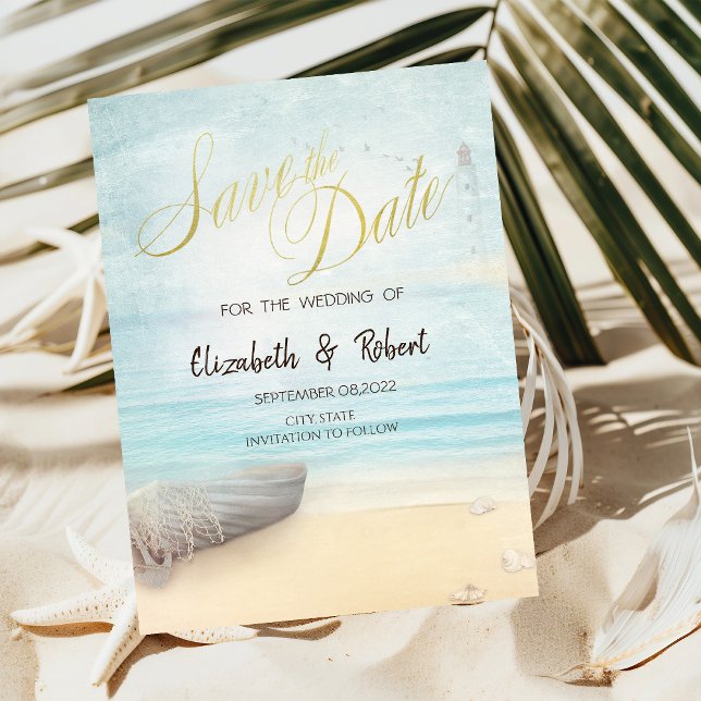 Reserve A Data Barco de Areia de Praia Farol Salvar a Data (Criador carregado)