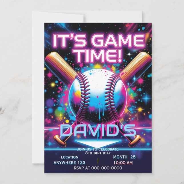 Reserve A Data baseball birthday invitation (Frente)