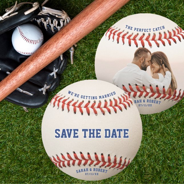 Reserve A Data Baseball O Casamento Perfeito De Fotografias (Baseball The Perfect Catch Photo Wedding Save The Date)