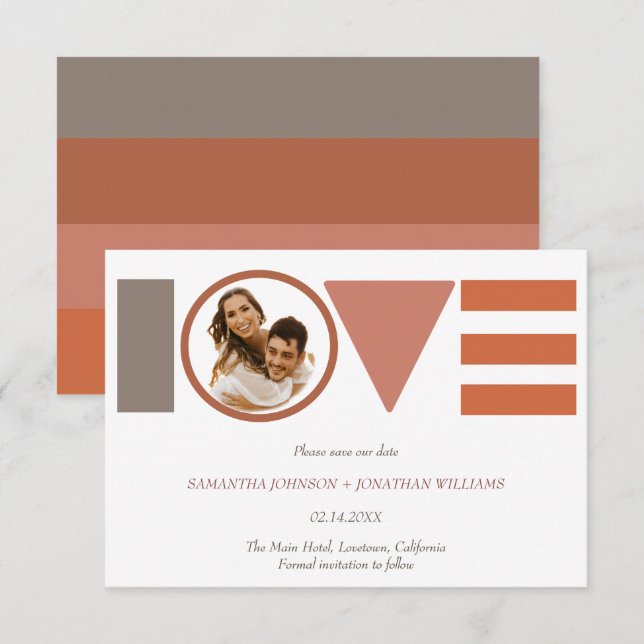 Reserve A Data Bauhaus Love Strike Foto Casamento Salve a Data (Frente/Verso)