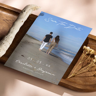 Reserve A Data Beach Photo Save the Date - Casal caminhando Shore