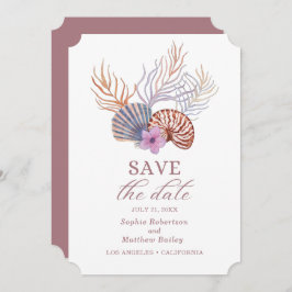 Reserve A Data Beach Seashells Watercolor Coastal Chic Wedding Sa