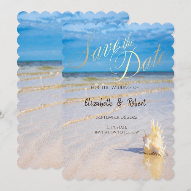 Reserve A Data Beach Waves Seashell A Data (Frente/Verso)