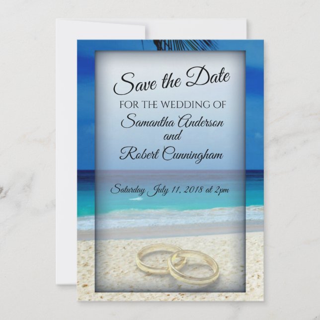 Reserve A Data Beach Wedding Salve O Cartão-Postal (Frente)