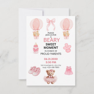RESERVE A DATA BEARY SWEET MOMENT GIRL BABY SHOWER SAVE THE DATE