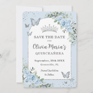 Reserve A Data Bebê Azul Borboletas Quinceañera Foto