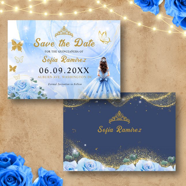 Reserve A Data Bebê Azul Vestido Tiara Princesa Quinceañera (Criador carregado)