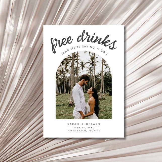 Reserve A Data Bebidas Grátis Dizendo Que Eu Faço Casamento De Pr (Free Drinks Saying I Do Arch Photo Beach Wedding Save The Date)