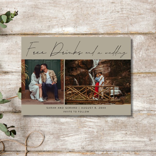 Reserve A Data Bebidas grátis e uma Foto de Casamento Guardem a D (Free Drinks and a Wedding Photo Save the Date)