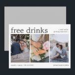 Reserve A Data Bebidas Grátis Elegantes Três Fotos Casamento<br><div class="desc">Anunciar seu dia especial com estilo nunca foi tão fácil com o nosso Save the Date de casamento com três fotos e drinks grátis Elegante. Este cartão sofisticado combina elegância atemporal com um toque de estilo moderno, criando um convite deslumbrante que fará com que seus convidados contem ansiosamente os dias...</div>