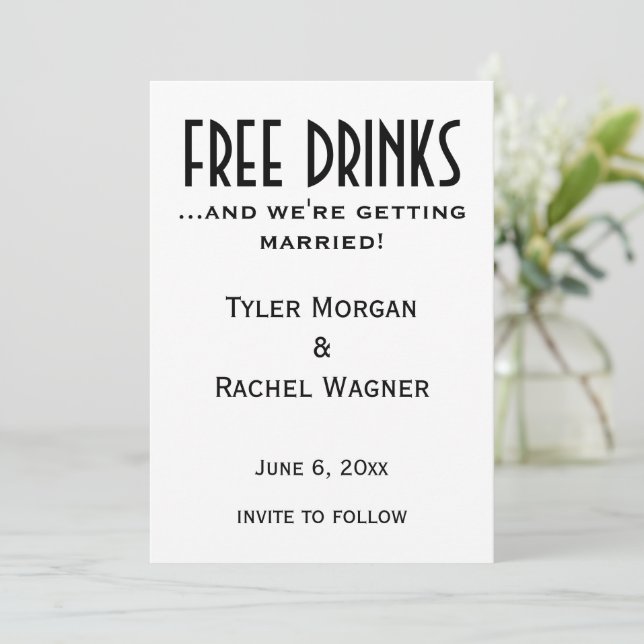 Reserve A Data "Bebidas Grátis" Guarde as Datas Guarde a Data (Em pé/Frente)