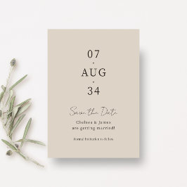 Reserve A Data Bege | Chic Salve o Dia de Casamento Minimalista