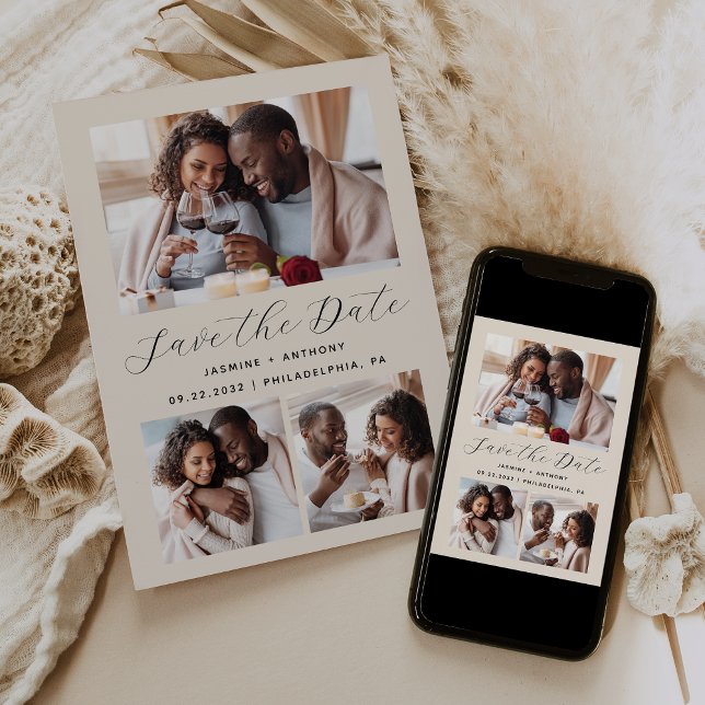 Reserve A Data bege de colagem mínima de 3 fotos (Criador carregado)