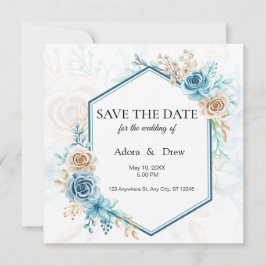 Reserve A Data Beige blue Elegant Floral Wedding