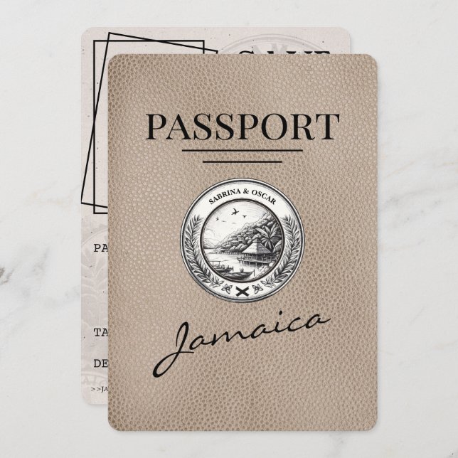 Reserve A Data Beige Jamaica Passport Salvar a Data (Frente/Verso)