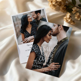 Reserve A Data Bela Tipografia com Floreio Foto Casamento