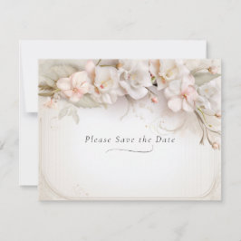 Reserve A Data Belas Flores Rosa Branco Aquarela