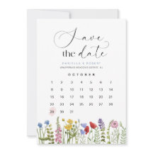 Belo Calendário de Casamento Floral de Flor Selvag