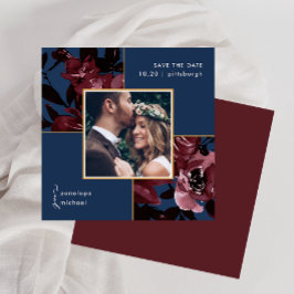 Reserve A Data Belo Casamento De Foto Floral Vermelha De Cor Azul