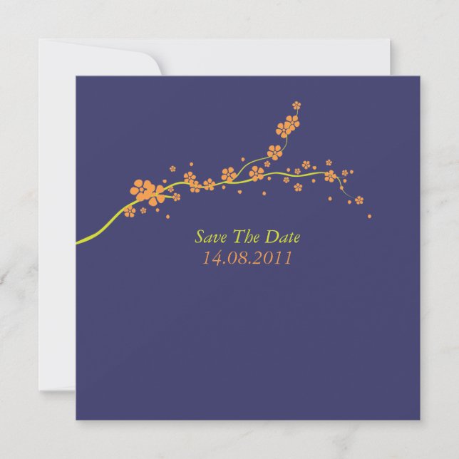 Reserve A Data Belo Casamento do Flor Laranja Salva a Data (Frente)