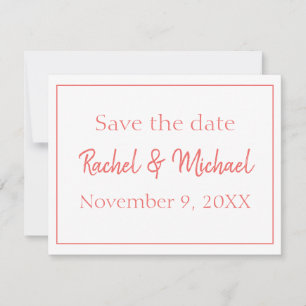 Reserve A Data Belo Coral e Branco Salvar a Data