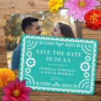 Belo Ornamentado Papel Picado Foto Aqua Wedding