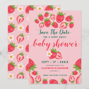 Reserve A Data Berry Sweet Strawberry Cute Chá de fraldas Rosa
