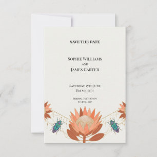 Reserve A Data Besouro Coral Protea Casamento Salvar a Data