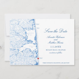 Reserve A Data Bethany Beach Delaware Mapa Elegante Blue Weding