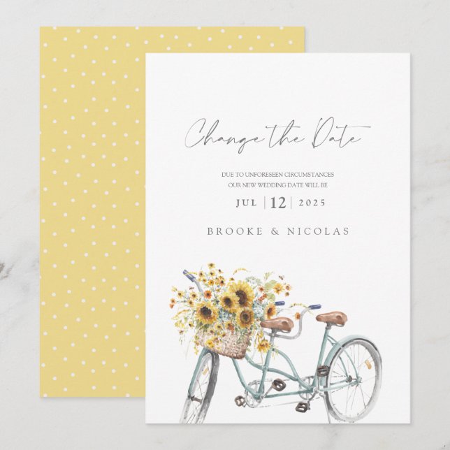 Reserve A Data Bicicleta Rústica De Bicicleta De Girassol (Frente/Verso)