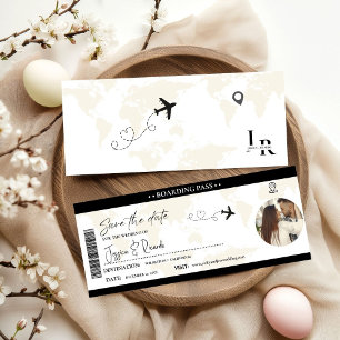 Reserve A Data Bilhete de embarque elegante moderno para casament