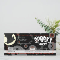 Bilhete de Festa Spooket de Halloween de Black & c